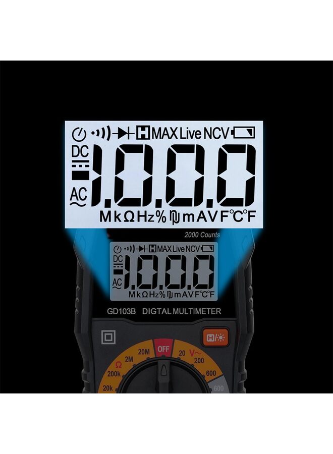 LAMAY Digital Multimeter, 2000 Counts with DC AC Voltmeter and Ohm Volt Amp Meter Measures Voltage Current Resistance Diodes Continuity for Household Outlet, Automotive Battery Test - Image 3